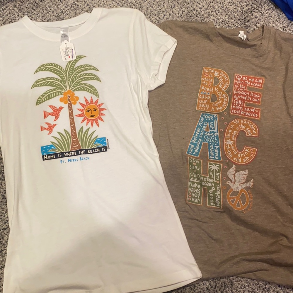 2 Women’s fitted Beach T-Shirts Ft Myers Beach